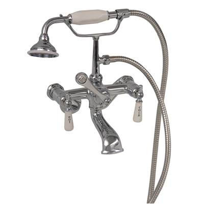 Barclay Elephant Spout Roman Tub Faucet - Porcelain Handles - Swivel Mounts in Polished Chrome