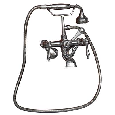 Barclay Elephant Spout Roman Tub Faucet - Metal Lever Handles - 60'' Hose in Polished Nickel
