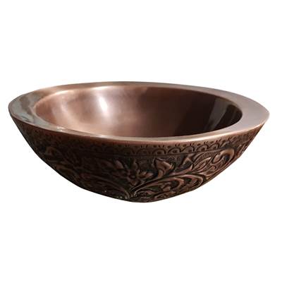 Barclay Akola 14" Round Vessel Bathroom Sink in Antique Copper