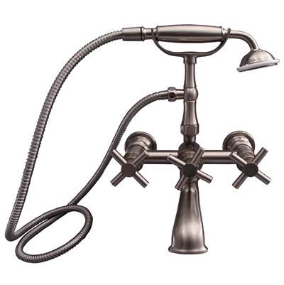 Barclay Contemporary Wall Mount Tub Faucet With Hand Shower in Brushed Nickel