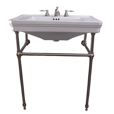 Barclay Drew 30" Lavatory Console - 8" Widespread - White in Brushed Nickel