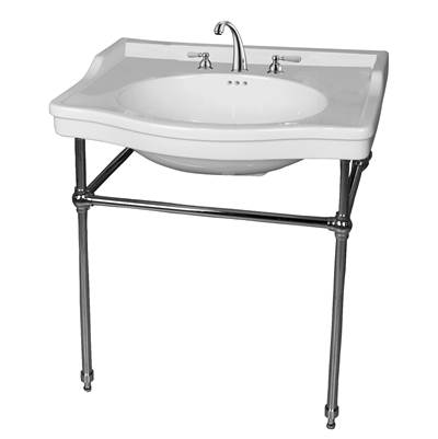 Barclay Ensal 30" Lavatory Console - 8" Widespread - White in Brushed Nickel