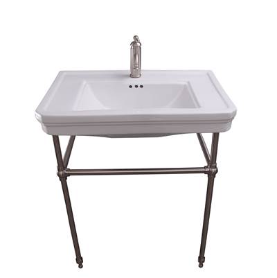 Barclay Drew 30" Console - 1-Hole - White in Brushed Nickel