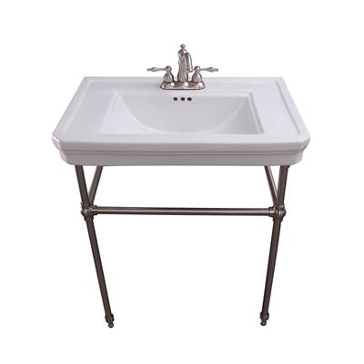 Barclay Drew 30" Console - 4" Centerset - White in Brushed Nickel