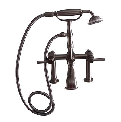 Barclay Deck Mount Tub Faucet With Lever Handles - Hand Shower in Brushed Nickel