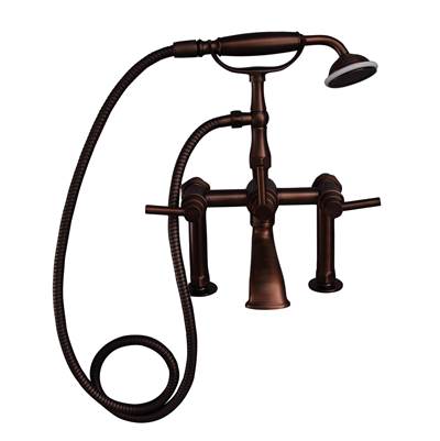 Barclay Deck Mount Tub Faucet - Lever Handles - Hand Shower in Oil Rubbed Bronze
