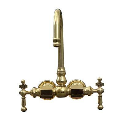 Barclay Freestanding Tub Filler - Code Spout - Metal Lever Handles - 3.6 GPM in Polished Brass