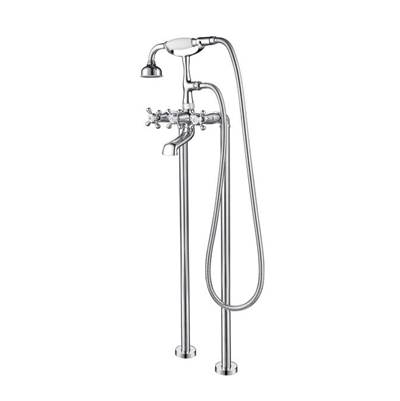 Barclay Freestanding Tub Faucet - 6" Straight Body - Hand Shower - 6.9 GPM in Polished Chrome