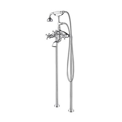 Barclay Freestanding Tub Faucet - 8" Curved Body - Hand Shower - 7.4 GPM in Polished Chrome