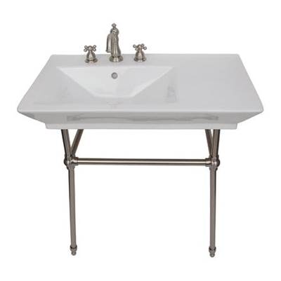 Barclay Opulence Rectangular Bowl Console 31-1/2" - 4" Centerset - White in Brushed Nickel