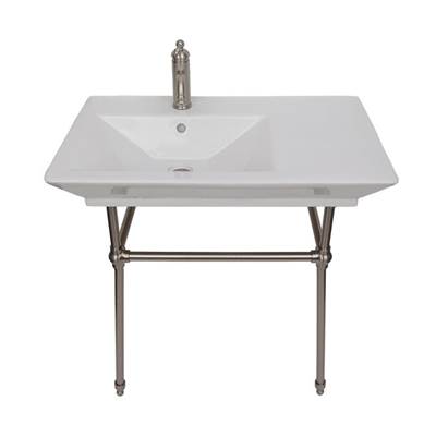 Barclay Opulence Rectangular Bowl Console 31-1/2" - 1-Hole - White in Brushed Nickel