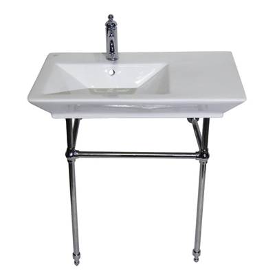 Barclay Opulence Rectangular Bowl Console 31-1/2" - 8" Widespread - White in Polished Chrome