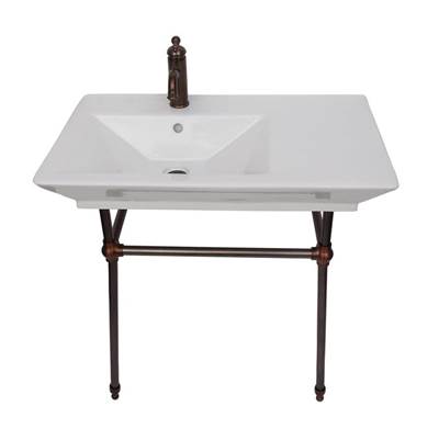 Barclay Opulence Rectangular Bowl Console 31-1/2" - 1-Hole - White in Oil Rubbed Bronze