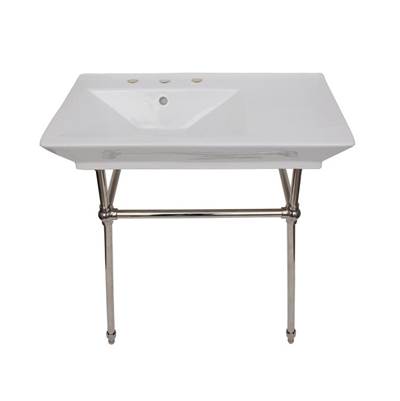 Barclay Opulence Rectangular Bowl Console 31-1/2" - 8" Widespread - White in Polished Nickel