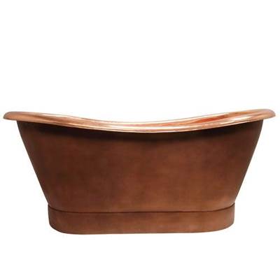 Barclay Chopin Copper Double Slipper Tub - 70'' - Polished Interior - No Holes in Satin Nickel
