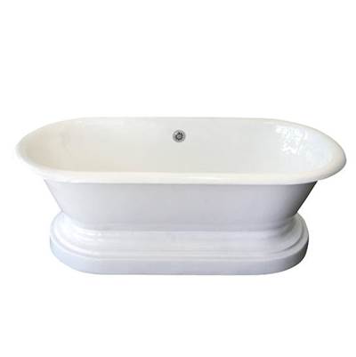 Barclay Duet Cast Iron Double Roll Tub - 66'' - With Base - 7'' Holes in White