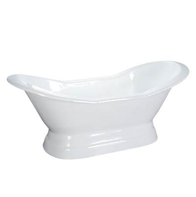 Barclay Oxnard Cast Iron Double Slipper Tub - 72'' - With Base - No Holes in White