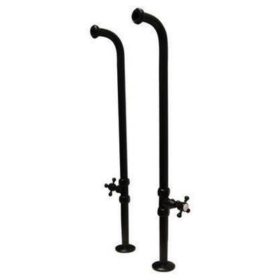 Barclay 37-1/2" Freestanding Tub Supply Line - Cross Handles - Stops in Matte Black