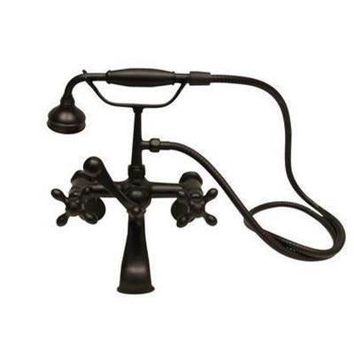 Barclay Elephant Spout Tub And Shower Faucet - Metal Cross Handles - 60'' Hose in Matte Black