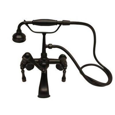 Barclay Elephant Spout Tub And Shower Faucet - Metal Lever Handles - 60'' Hose in Matte Black