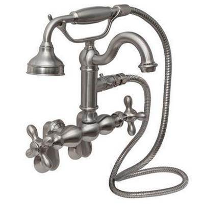 Barclay Hook Spout Tub Faucet - Cross-Handle - 4.6 GPM in Brushed Nickel