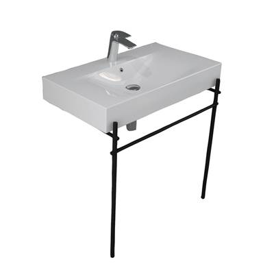 Barclay Des 810 Lavatory Console - 8" Widespread - White in Matte Black