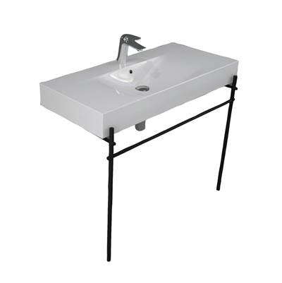 Barclay Des 1010 Lavatory Console - 8" Widespread - White in Matte Black