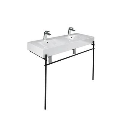 Barclay Des 1210 Double-Bowl Lavatory Console - 1-Hole Each - White in Matte Black