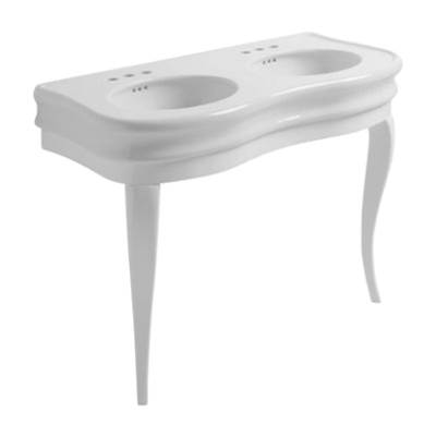 Barclay Wicker Double Bowl Console 47" - 8" Widespread - White in Black