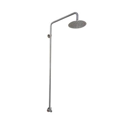 Barclay Outdoor Shower Wall Mount - 8" with 17" Riser in Brushed Stainless