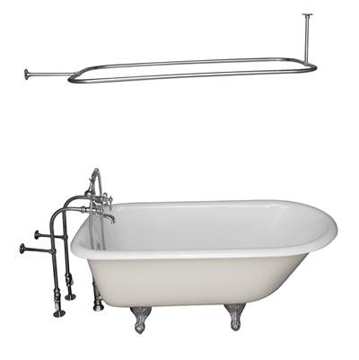 Barclay Roll Top Tub Kit - 55" - Filler & Shower Rod - Supplies & Drain in Polished Chrome