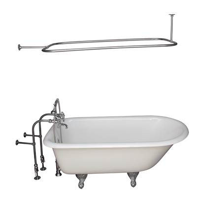 Barclay Roll Top Tub Kit - 55" - Filler & Shower Rod - Supplies & Drain in Polished Chrome