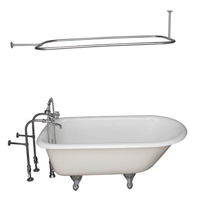 Barclay Roll Top Tub Kit - 55" - Filler & Shower Rod - Supplies & Drain in Polished Chrome