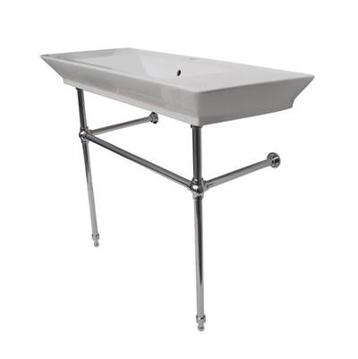 Barclay Opulence Rectangular Bowl Console 39-1/2" - 1-Hole - White in Polished Chrome