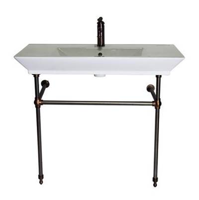 Barclay Opulence Rectangular Bowl Console 39-1/2" - 1-Hole - White in Brushed Nickel