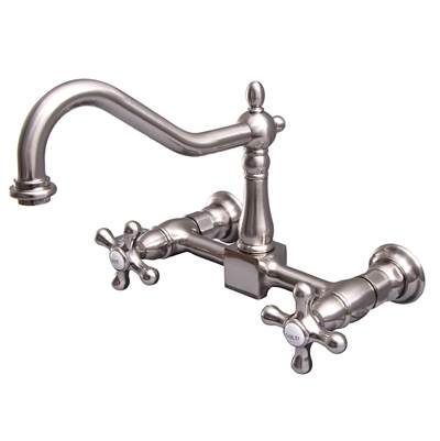 Barclay Kate Gooseneck Spout - Cross Handles - 1.8 GPM in Brushed Nickel
