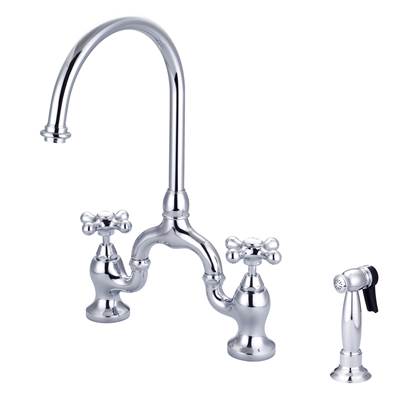 Barclay Banner Kitchen Bridge Faucet - Metal Cross Handle - 1.8 GPM in Polished Chrome