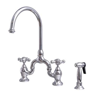 Barclay Banner Kitchen Bridge Faucet - Metal Cross Handle - 1.8 GPM in Polished Chrome