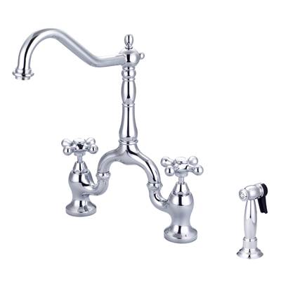 Barclay Carlton Kitchen Bridge Faucet - Metal Cross Handle - 1.8 GPM in Polished Chrome