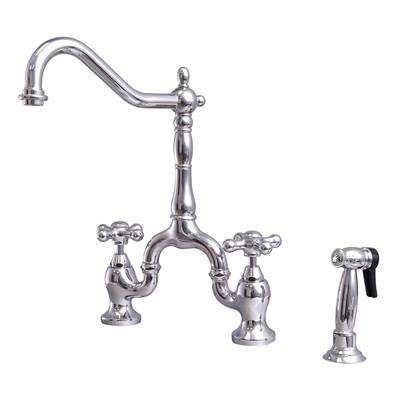 Barclay Carlton Kitchen Bridge Faucet - Metal Cross Handle - 1.8 GPM in Polished Chrome