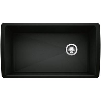 Blanco Diamond Undermount Super Single Kitchen Sink - 33" - Silgranit in Coal Black