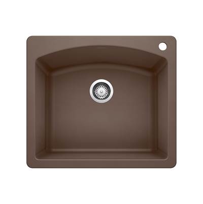 Blanco Diamond Silgranit Dual Mount Kitchen Sink - 25" - Single Bowl in Cafe