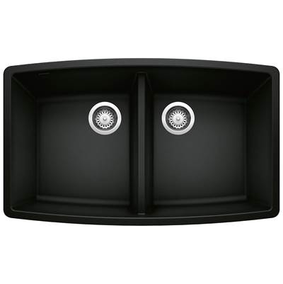 Blanco Performa 33" Undermount Double Bowl Sink - 50/50 - Silgranit in Coal Black