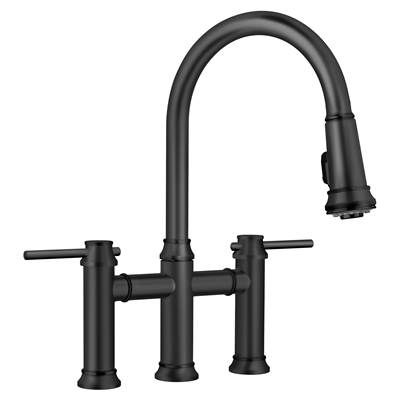 Blanco Empressa Pull-Down Dual-Spray Bridge Faucet - 1.5 GPM in Matte Black