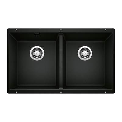 Blanco Precis 29" Undermount Double Bowl Sink - 50/50 - Silgranit in Coal Black