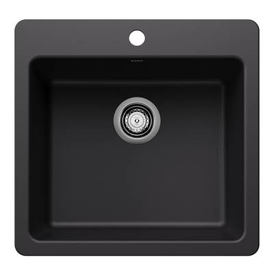 Blanco Liven Silgranit 21" Single Bowl Dual Mount Kitchen Sink in Coal Black