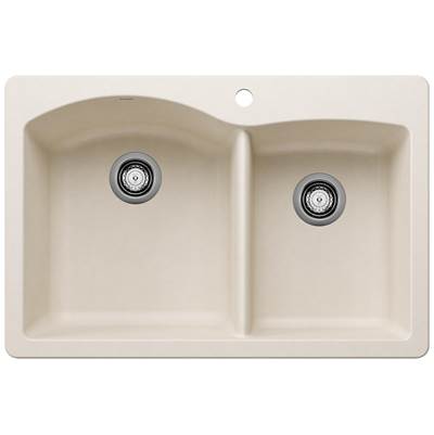 Blanco Diamond Silgranit Dual Mount Kitchen Sink - 33" - 60/40 Double Bowl in Soft White