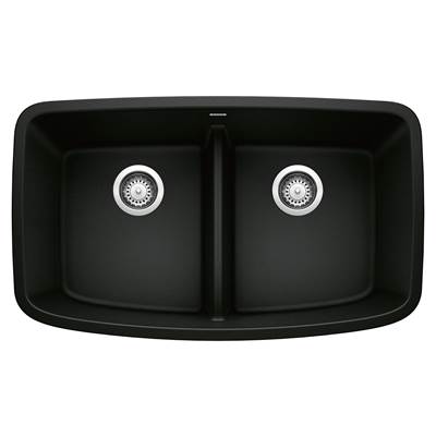 Blanco Valea 32" Undermount Double Bowl Sink - 50/50 - Silgranit - Low Divide in Coal Black