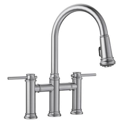 Blanco Empressa Pull-Down Bridge Faucet - Dual-Spray - 1.5 GPM in PVD Steel