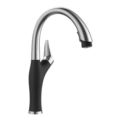 Blanco Artona Pull-Down Dual-Spray Kitchen Faucet - 1.5 GPM in Pvd Steel with Coal Black